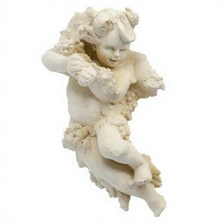 Grape Cherub Left Wall Plaque - 14-inch — Antique White finish