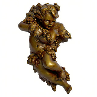 Grape Cherub Left Wall Plaque - 14-inch — Bronze finish