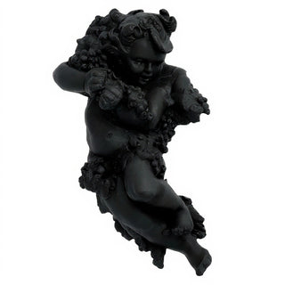 Grape Cherub Left Wall Plaque - 14-inch — Dusted Black finish