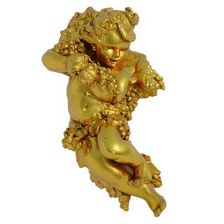 Grape Cherub Left Wall Plaque - 14-inch — Deep Gold finish