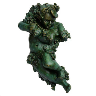 Grape Cherub Left Wall Plaque - 14-inch — Green Bronze finish
