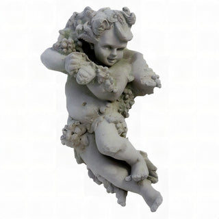 Grape Cherub Left Wall Plaque - 14-inch — Mossy Green finish