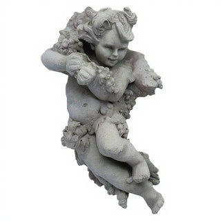 Grape Cherub Left Wall Plaque - 14-inch — Old Stone finish