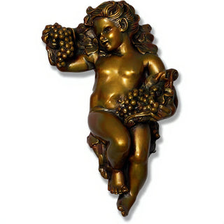 Grape Cherub Wall Plaque - 14-inch — Bronze finish