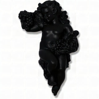 Grape Cherub Wall Plaque - 14-inch — Flat Black finish