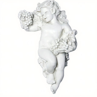 Grape Cherub Wall Plaque - 14-inch — Flat White finish