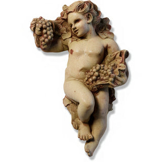 Grape Cherub Wall Plaque - 14-inch — Gothic Stone finish