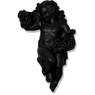 Grape Cherub Wall Plaque - 14-inch — Iron finish