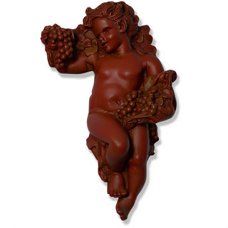 Grape Cherub Wall Plaque - 14-inch — Rust finish