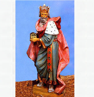 Standing statue of King Melchior, one of the Three Kings, hand-painted in realistic color, 50 inches tall.