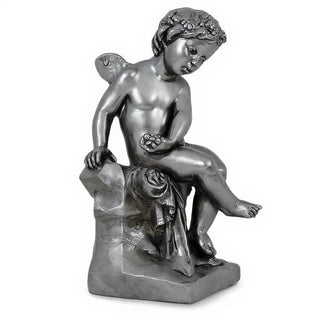 Single Cherub Statue - 21-inch — Aged Silver finish