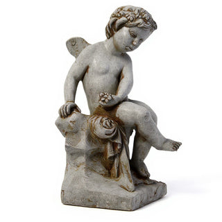 Single Cherub Statue - 21-inch — Antique Stone finish