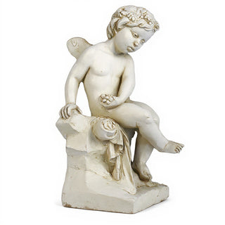 Single Cherub Statue - 21-inch — Antique White finish