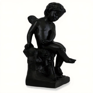 Single Cherub Statue - 21-inch — Flat Black finish