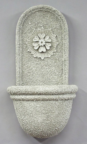 Tall fiberglass resin planter with a radiating starburst pattern on its surface. — alternate view