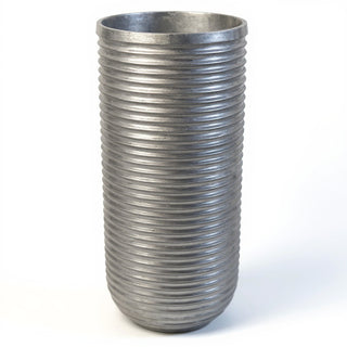 Ribbed Cylinder Pedestal - 44-inch — Aged Silver finish