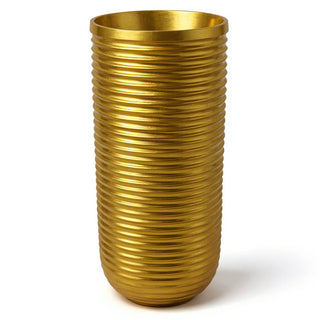 Ribbed Cylinder Pedestal - 44-inch — Deep Gold finish