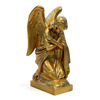 Kneeling Angel Arms Crossed Statue - 28-inch