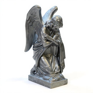 Kneeling Angel Arms Crossed Statue - 28-inch