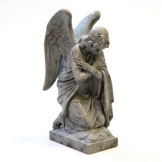 Kneeling Angel Arms Crossed Statue - 28-inch