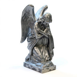 Kneeling Angel Arms Crossed Statue - 28-inch