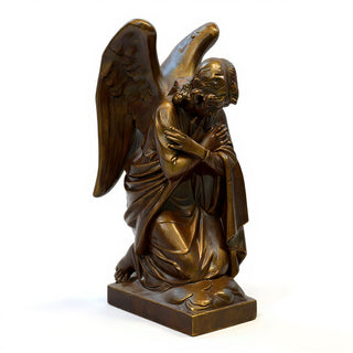Kneeling Angel Arms Crossed Statue - 28-inch