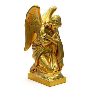Kneeling Angel Arms Crossed Statue - 28-inch