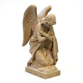 Kneeling Angel Arms Crossed Statue - 28-inch