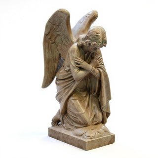 Kneeling Angel Arms Crossed Statue - 28-inch