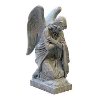 Kneeling Angel Arms Crossed Statue - 28-inch