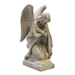 Kneeling Angel Arms Crossed Statue - 28-inch