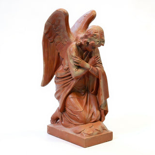 Kneeling Angel Arms Crossed Statue - 28-inch