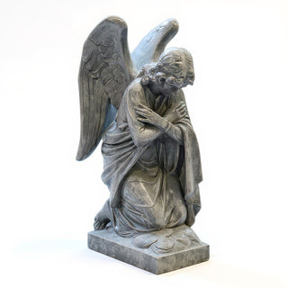 Kneeling Angel Arms Crossed Statue - 28-inch