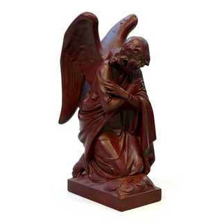 Kneeling Angel Arms Crossed Statue - 28-inch