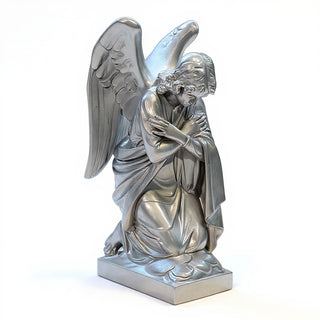 Kneeling Angel Arms Crossed Statue - 28-inch