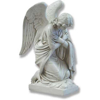 Kneeling Angel Arms Crossed Statue - 28-inch - Realistic Color - Hand-Painted