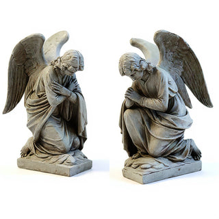 Kneeling Angels Statue - 28-inch — Antique Stone finish