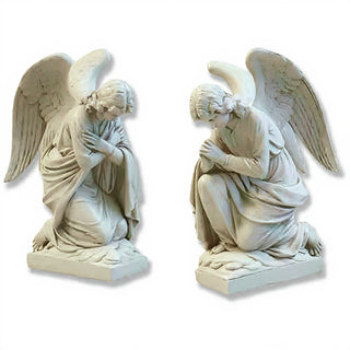 Kneeling Angels Statue - 28-inch — Antique White finish