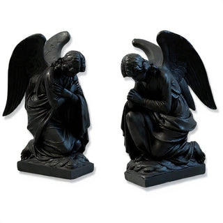 Kneeling Angels Statue - 28-inch — Dusted Black finish