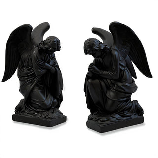 Kneeling Angels Statue - 28-inch — Flat Black finish