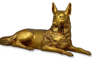 Wolf Laying 23-inch (Tongue Out Statue - 23-inch