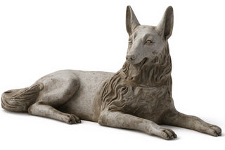 Wolf Laying 23-inch (Tongue Out Statue - 23-inch