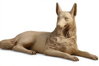 Wolf Laying 23-inch (Tongue Out Statue - 23-inch