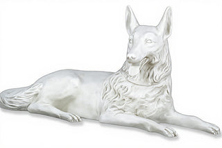 Wolf Laying 23-inch (Tongue Out Statue - 23-inch