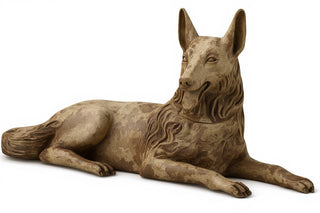 Wolf Laying 23-inch (Tongue Out Statue - 23-inch