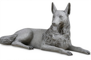 Wolf Laying 23-inch (Tongue Out Statue - 23-inch