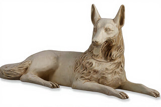 Wolf Laying 23-inch (Tongue Out Statue - 23-inch