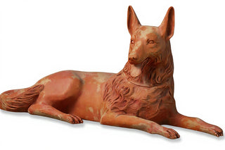 Wolf Laying 23-inch (Tongue Out Statue - 23-inch
