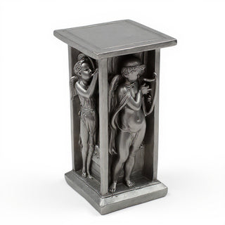 Della Robbia Cherub Pedestal - 24-inch — Aged Silver finish