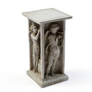 Della Robbia Cherub Pedestal - 24-inch — Antique Stone finish